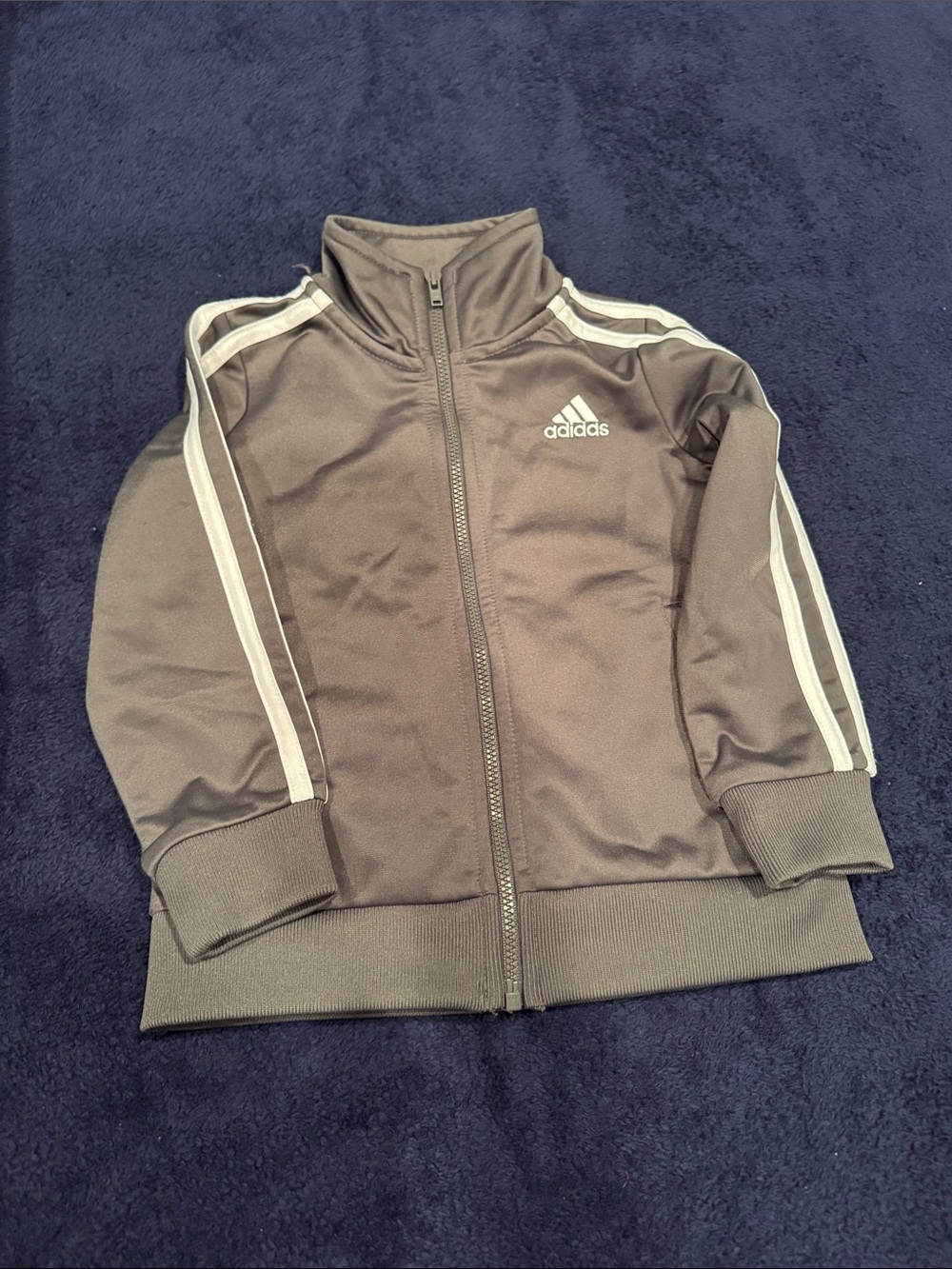 adidas Kids Gray Zip-Front Track Jacket with White Stripes